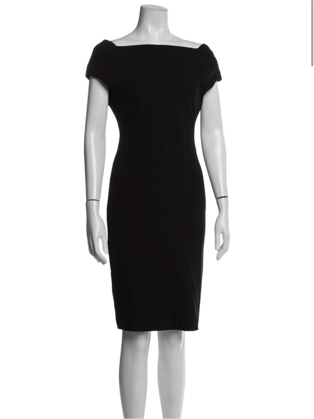 MaxMara Black Off-Shoulder Midi Sheath Dress